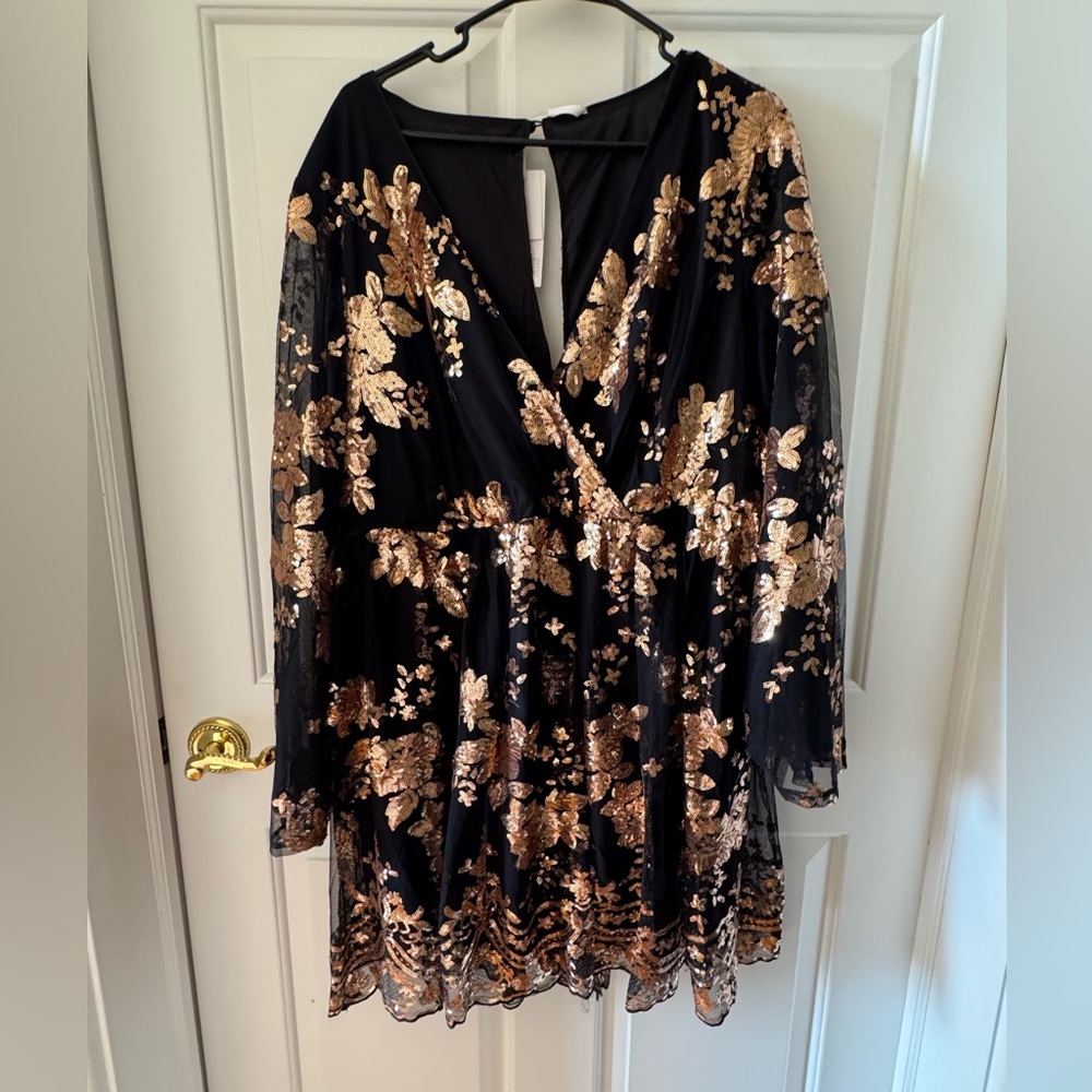 Black and Gold Floral Dress